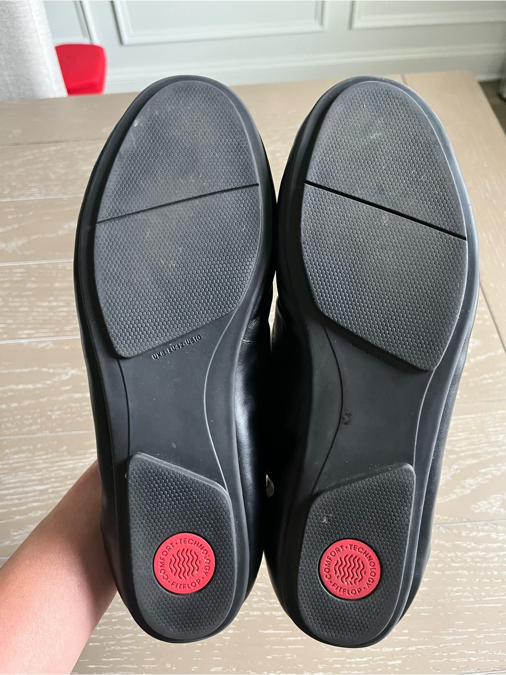 Fitflop Women's Allegro Leather Ballet Flat Black Sz 10 Comfort Workwear - Picture 6 of 7
